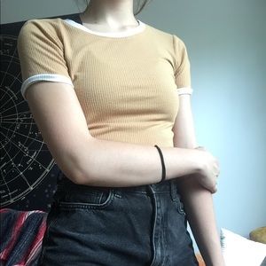 Mustard Colored Ringer Tee